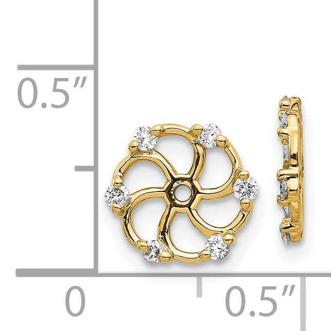 14k Yellow Gold 1/5 CT I1 Diamond Swirl Design Earring Jackets