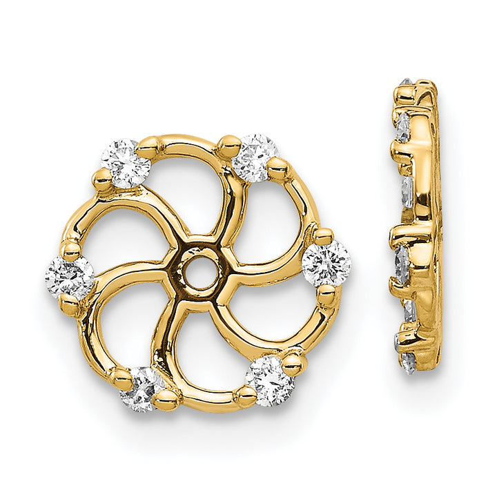 14k Yellow Gold 1/5 CT I1 Diamond Swirl Design Earring Jackets