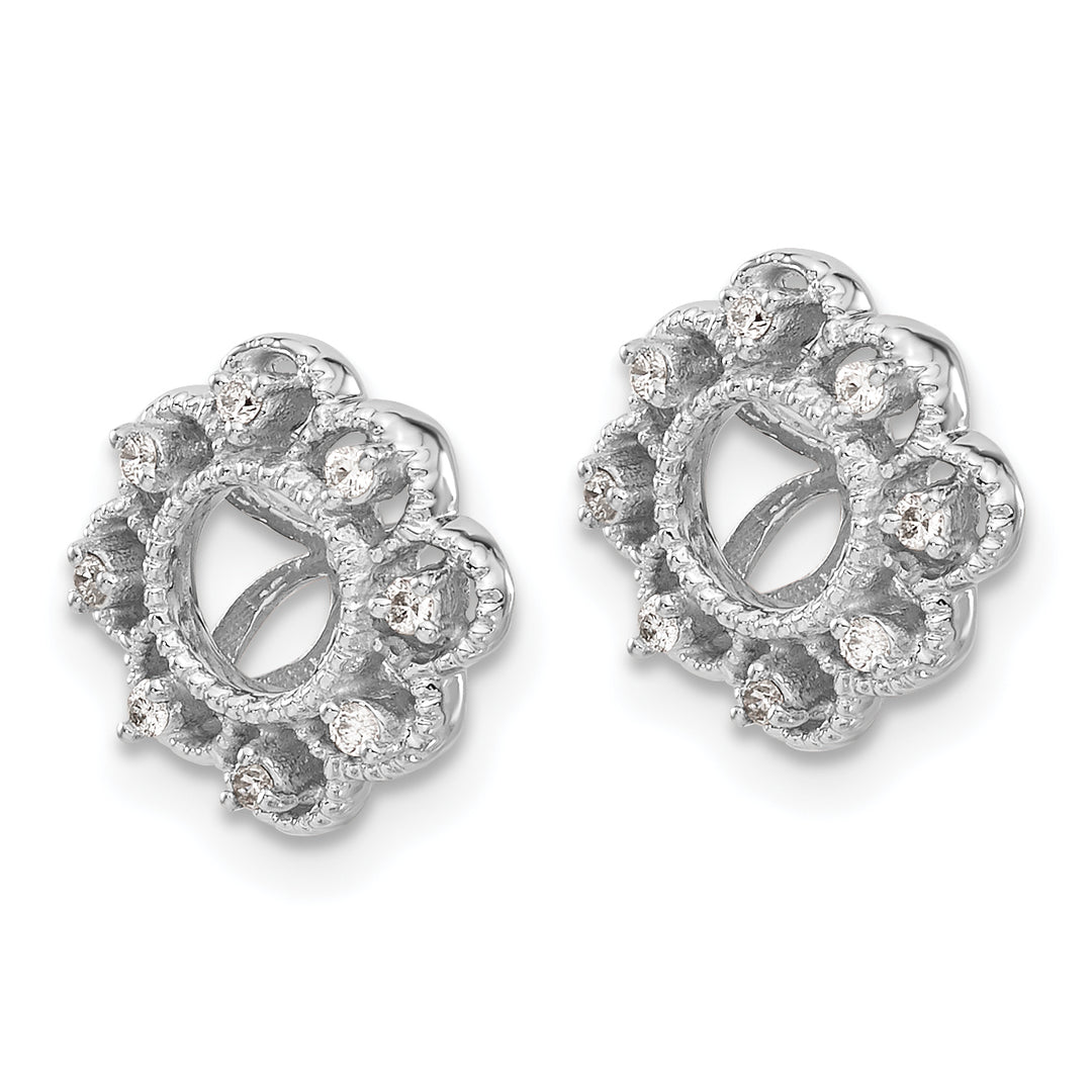14k White Gold Fancy 1/10 CT Diamond Cluster Earring Jackets