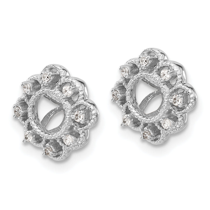 14k White Gold Fancy 1/10 CT Diamond Cluster Earring Jackets