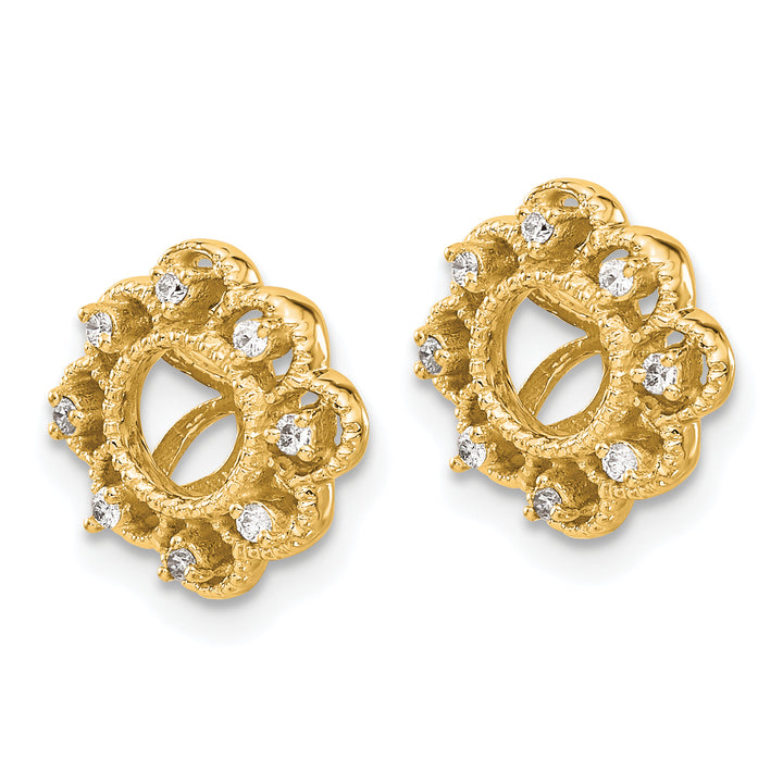 14k Yellow Gold 1/10 CT Diamond Cluster Earring Jackets