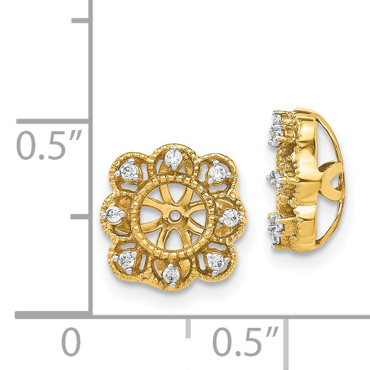 14k Yellow Gold 1/10 CT Diamond Cluster Earring Jackets
