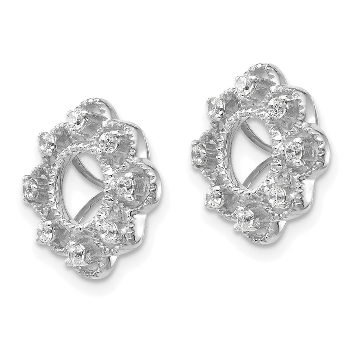 14k White Gold Fancy 1/4 CT Diamond Cluster Design Earring Jackets