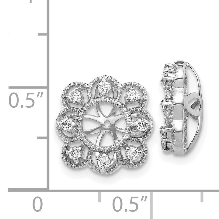14k White Gold Fancy 1/4 CT Diamond Cluster Design Earring Jackets