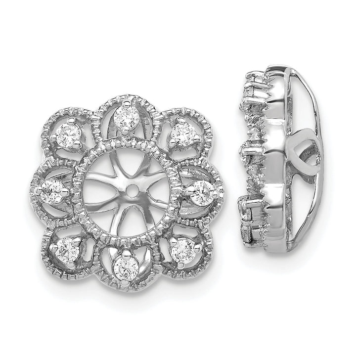 14k White Gold Fancy 1/4 CT Diamond Cluster Design Earring Jackets