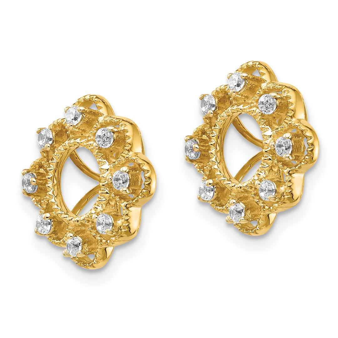 14k Yellow Gold Fancy 1/4 CT Diamond Fancy Cluster Earring Jackets