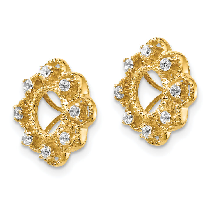 14k Yellow Gold Fancy 1/4 CT Diamond Fancy Cluster Earring Jackets