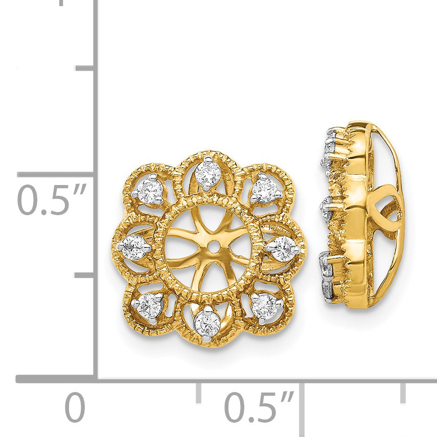 14k Yellow Gold Fancy 1/4 CT Diamond Fancy Cluster Earring Jackets