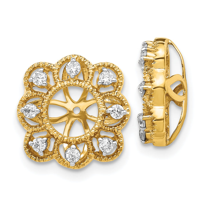 14k Yellow Gold Fancy 1/4 CT Diamond Fancy Cluster Earring Jackets