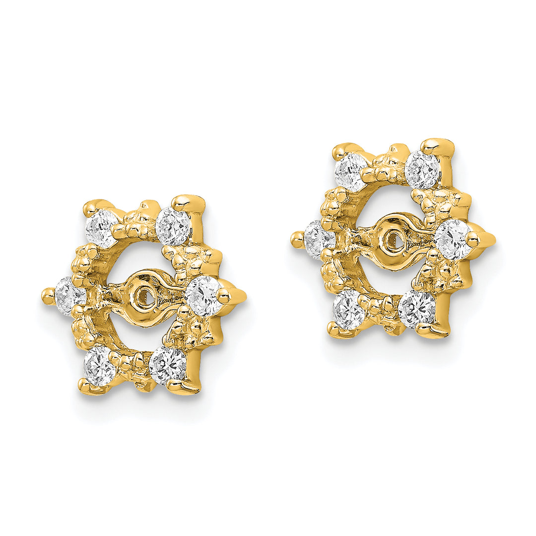 14k Yellow Gold 1/4 CT SI2 Diamond Fancy Cluster Earring Jackets
