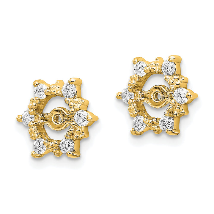 14k Yellow Gold 1/4 CT SI2 Diamond Fancy Cluster Earring Jackets