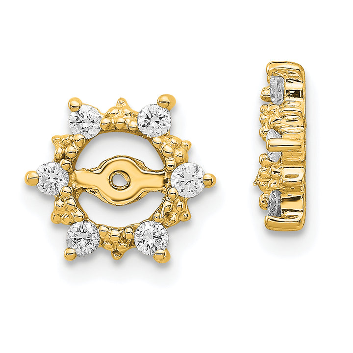 14k Yellow Gold 1/4 CT SI2 Diamond Fancy Cluster Earring Jackets