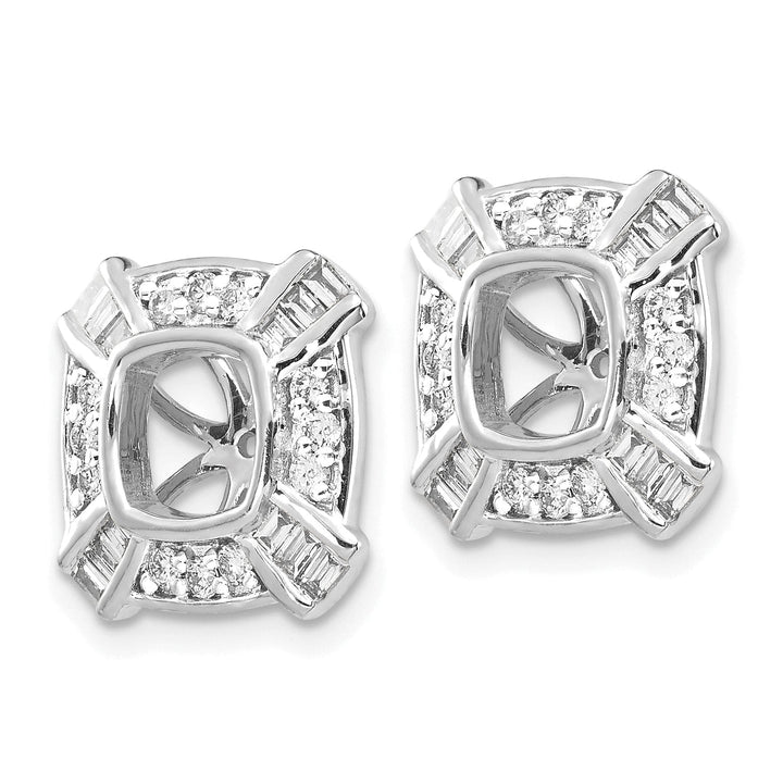 14k White Gold 1/2 CT Diamond Fancy Square Earring Jackets