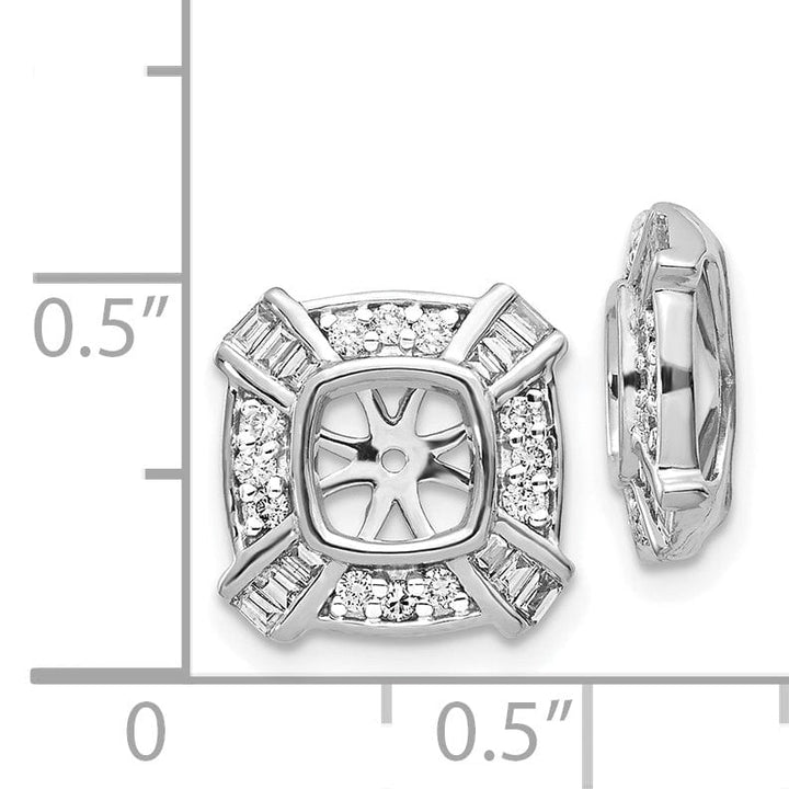 14k White Gold 1/2 CT Diamond Fancy Square Earring Jackets