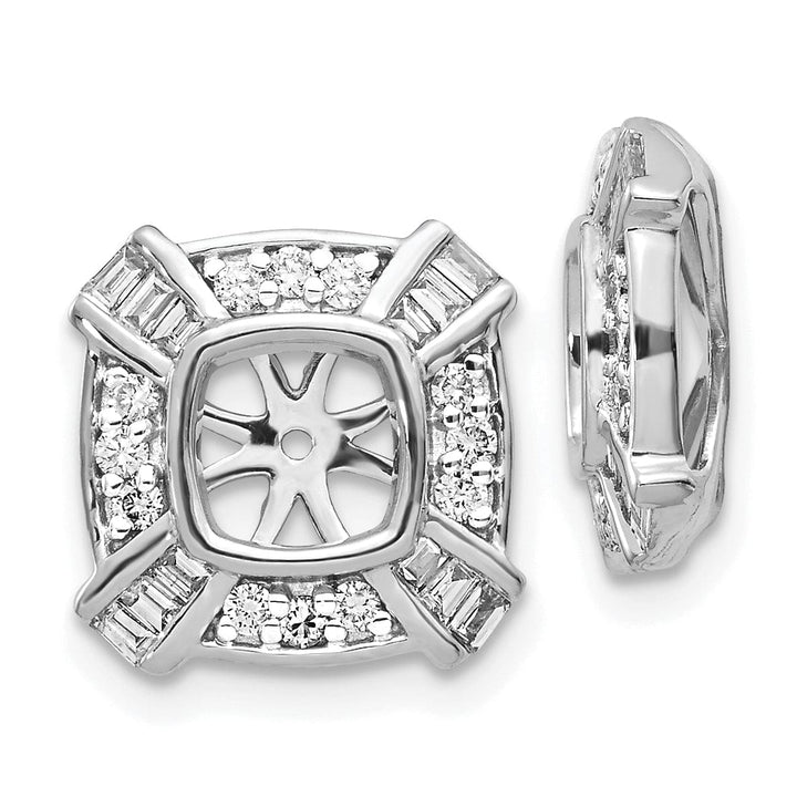 14k White Gold 1/2 CT Diamond Fancy Square Earring Jackets