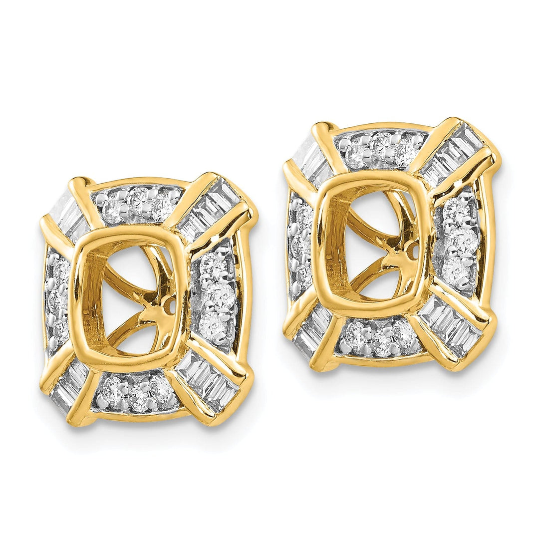 14k Yellow Gold 1/2 CT Diamond Fancy Square Earring Jackets