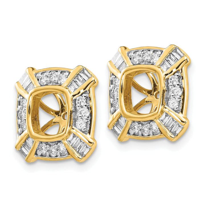 14k Yellow Gold 1/2 CT Diamond Fancy Square Earring Jackets