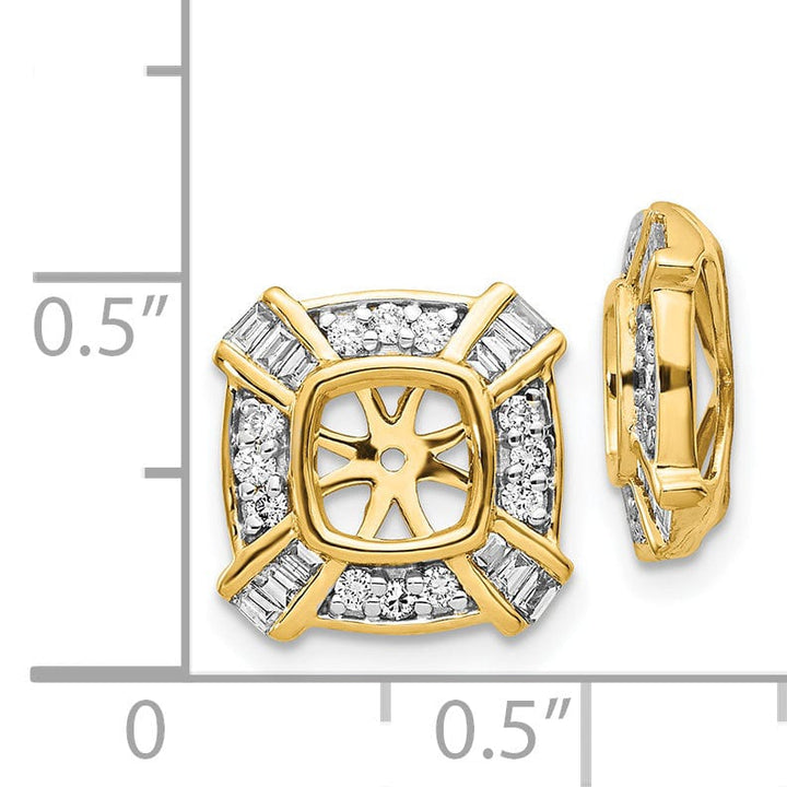 14k Yellow Gold 1/2 CT Diamond Fancy Square Earring Jackets