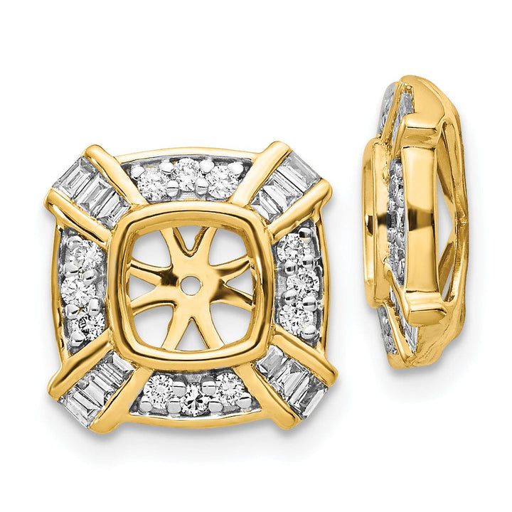 14k Yellow Gold 1/2 CT Diamond Fancy Square Earring Jackets