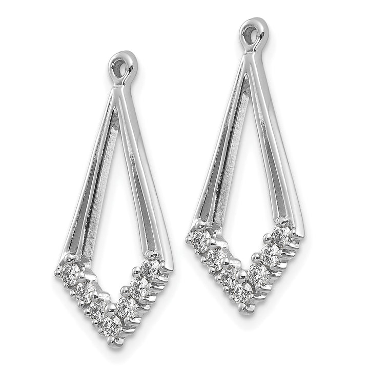 14k White Gold 1/4 CT I1 Diamond Kite-Shaped Earring Jackets