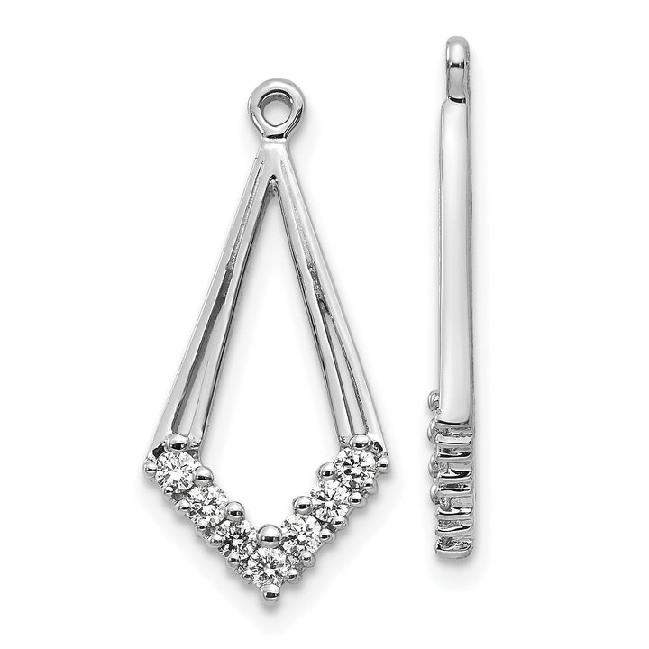 14k White Gold 1/4 CT I1 Diamond Kite-Shaped Earring Jackets