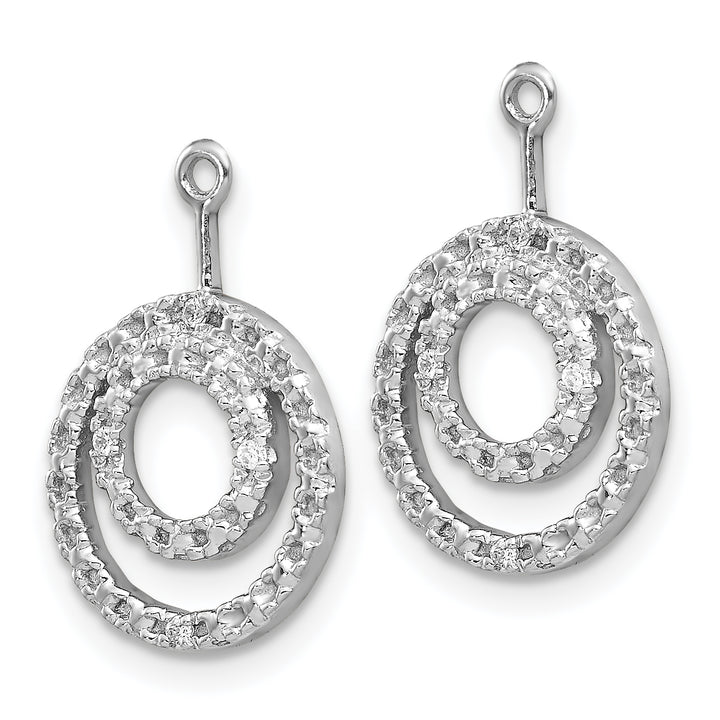 14k White Gold Double Circle Design Diamond Earring Jackets