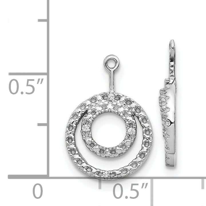 14k White Gold Double Circle Design Diamond Earring Jackets