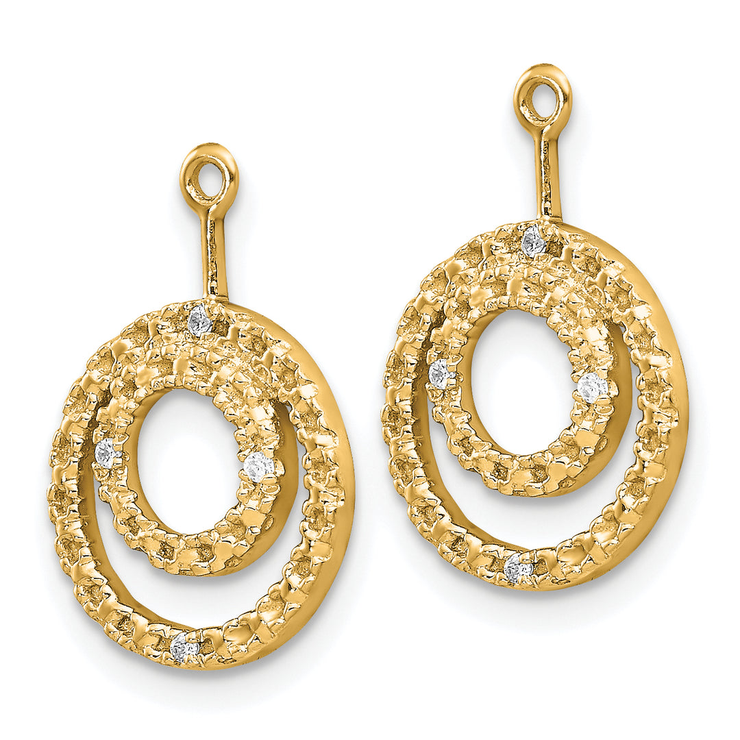 14k Yellow Gold Double Circle 0.032CT Diamond Earring Jackets