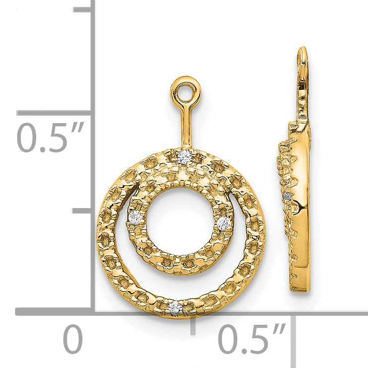 14k Yellow Gold Double Circle 0.032CT Diamond Earring Jackets