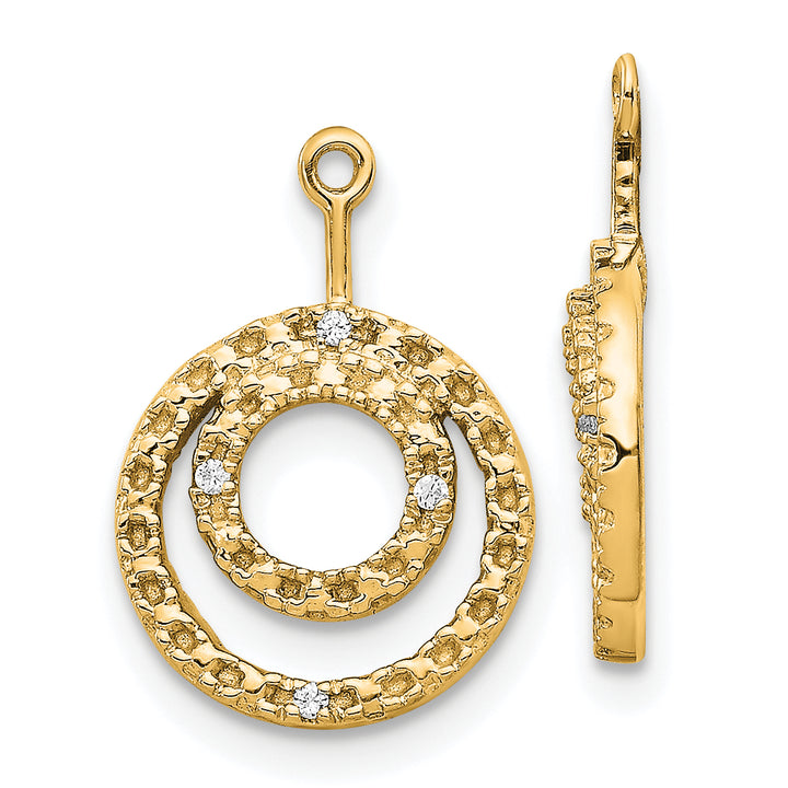 14k Yellow Gold Double Circle 0.032CT Diamond Earring Jackets