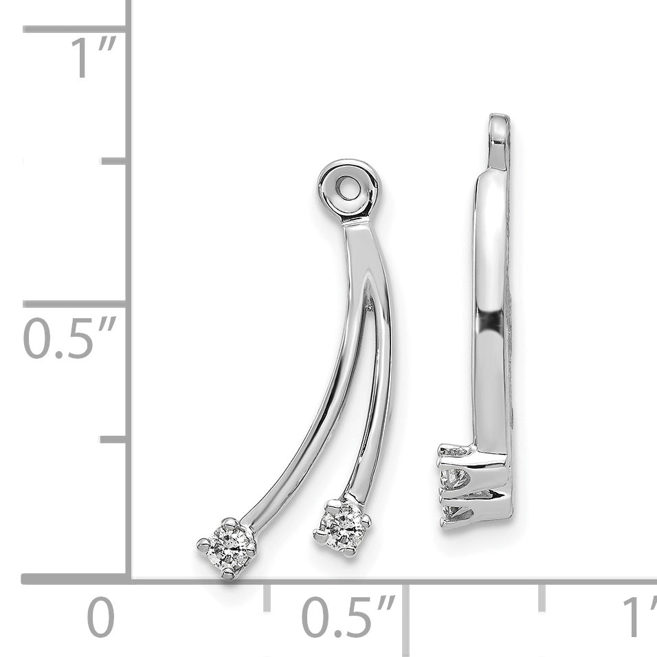 14k White Gold 2-Stone Dangle 1/8 CT I1 Diamond Earring Jackets