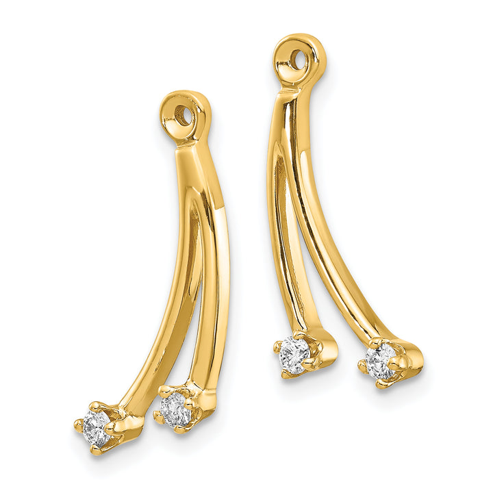 14k Yellow Gold 2-Stone Dangle 1/8 CT Diamond Earring Jackets