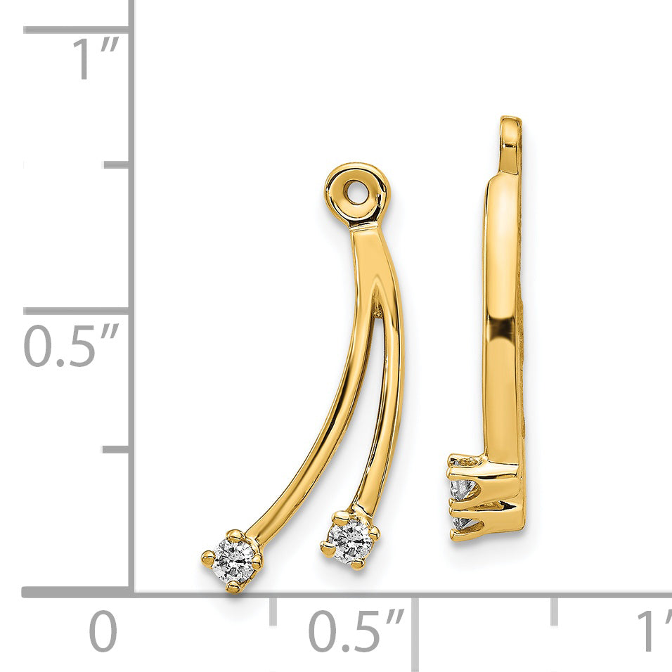 14k Yellow Gold 2-Stone Dangle 1/8 CT Diamond Earring Jackets