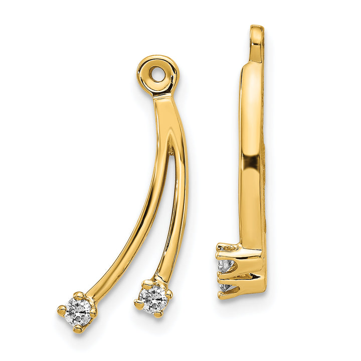 14k Yellow Gold 2-Stone Dangle 1/8 CT Diamond Earring Jackets