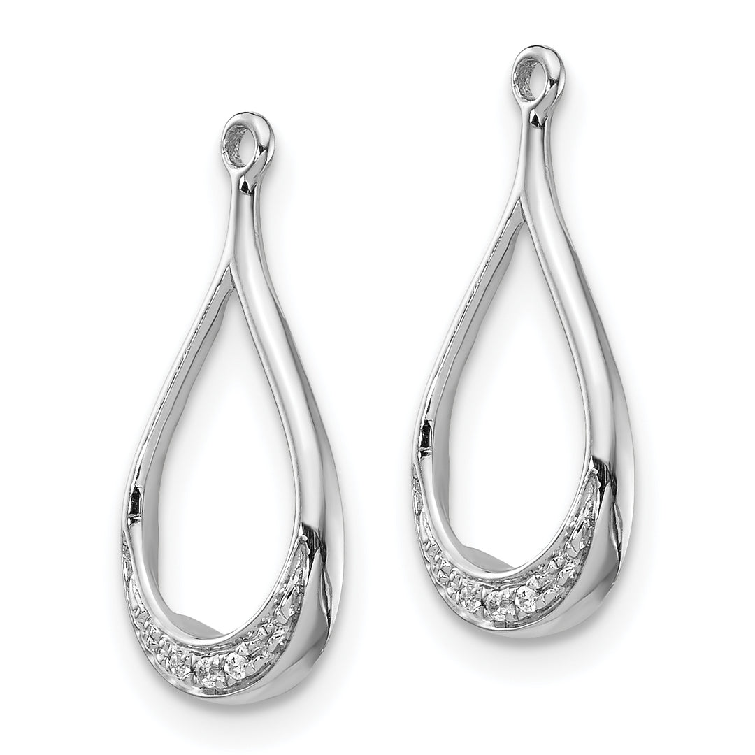 14k White Gold Teardrop 0.02CT Diamond Earring Jacket