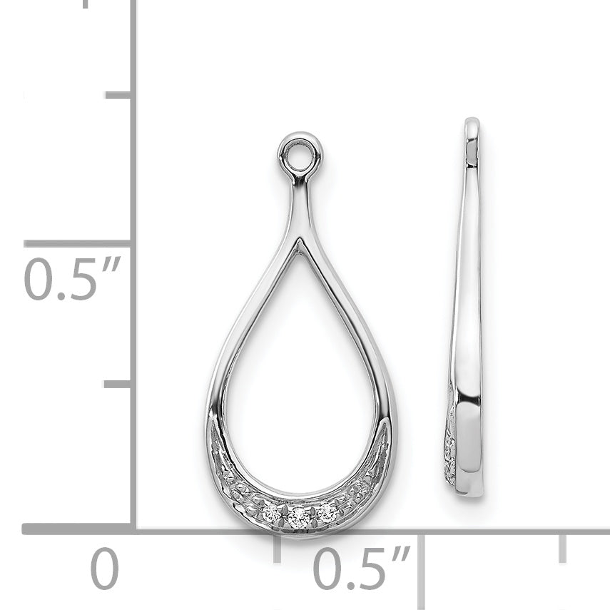 14k White Gold Teardrop 0.02CT Diamond Earring Jacket