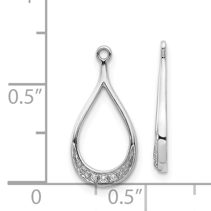 14k White Gold Teardrop 0.02CT Diamond Earring Jacket