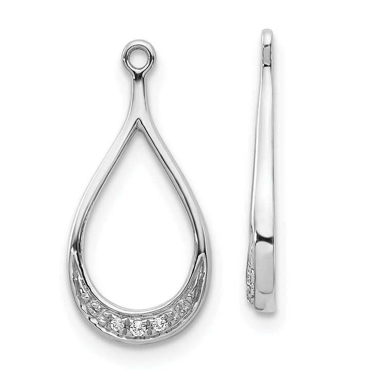 14k White Gold Teardrop 0.02CT Diamond Earring Jacket