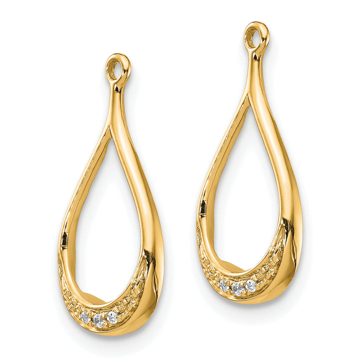 14K Yellow Gold Teardrop 0.02CT Diamond Earring Jackets