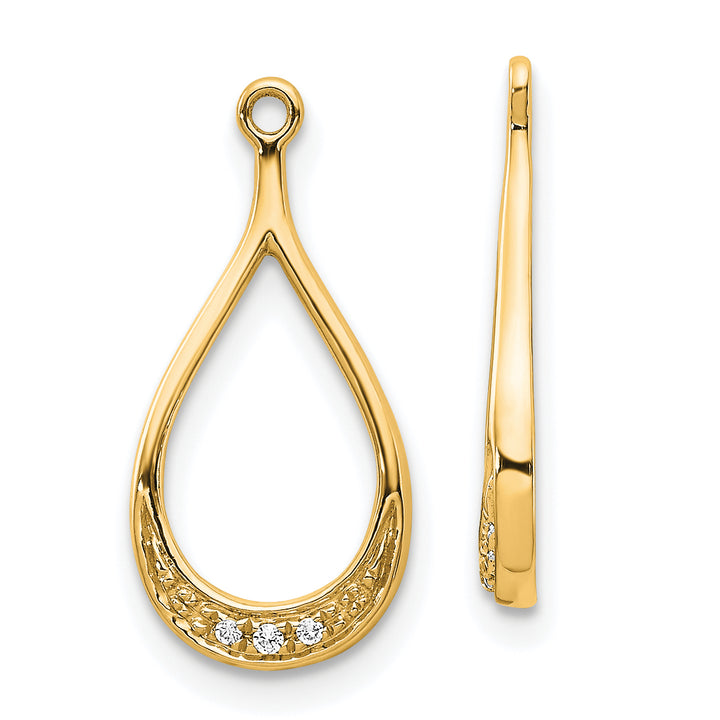 14K Yellow Gold Teardrop 0.02CT Diamond Earring Jackets