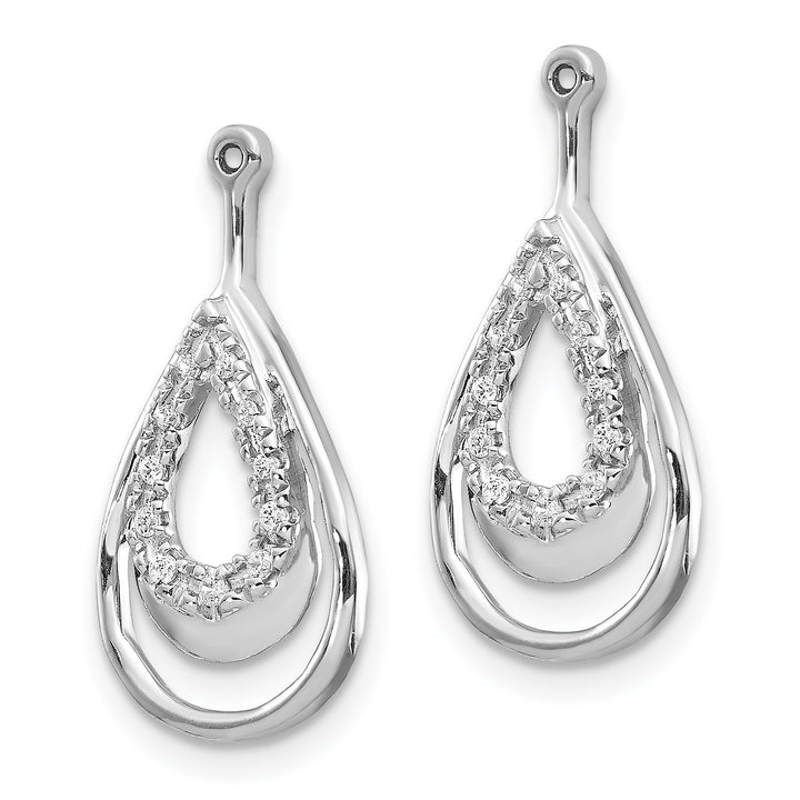 14k White Gold Double Teardrop 0.08CT Diamond Earring Jackets