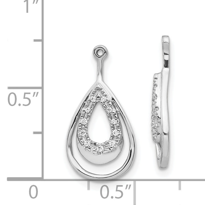 14k White Gold Double Teardrop 0.08CT Diamond Earring Jackets