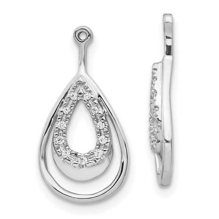 14k White Gold Double Teardrop 0.08CT Diamond Earring Jackets