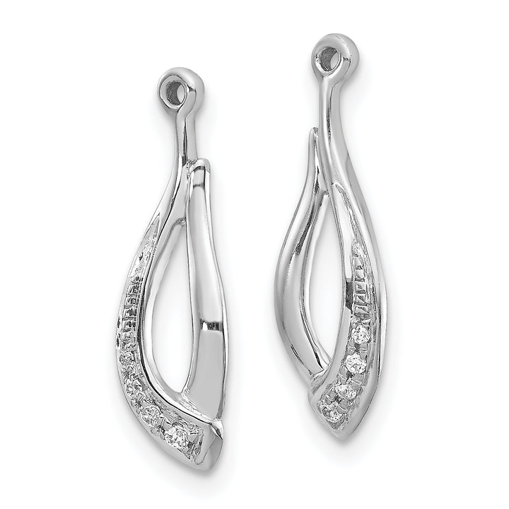 14k White Gold Twisted Teardrop 1/20 carat Diamond Earring Jackets