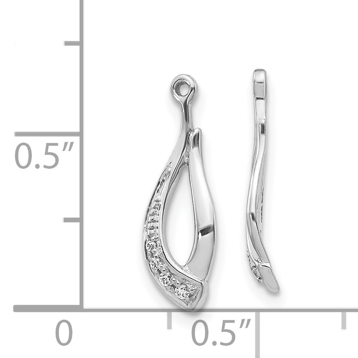 14k White Gold Twisted Teardrop 1/20 carat Diamond Earring Jackets