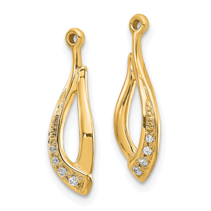 14k Yellow Gold Twisted Teardrop 1/20 CT Diamond Earring Jacket
