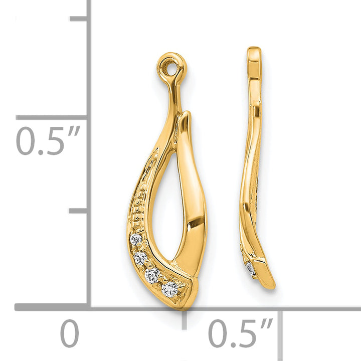 14k Yellow Gold Twisted Teardrop 1/20 CT Diamond Earring Jacket