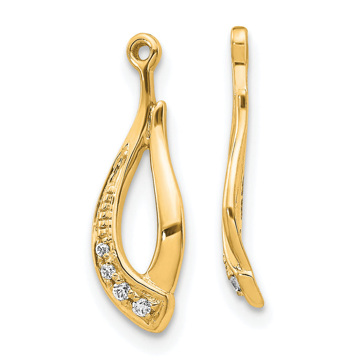 14k Yellow Gold Twisted Teardrop 1/20 CT Diamond Earring Jacket