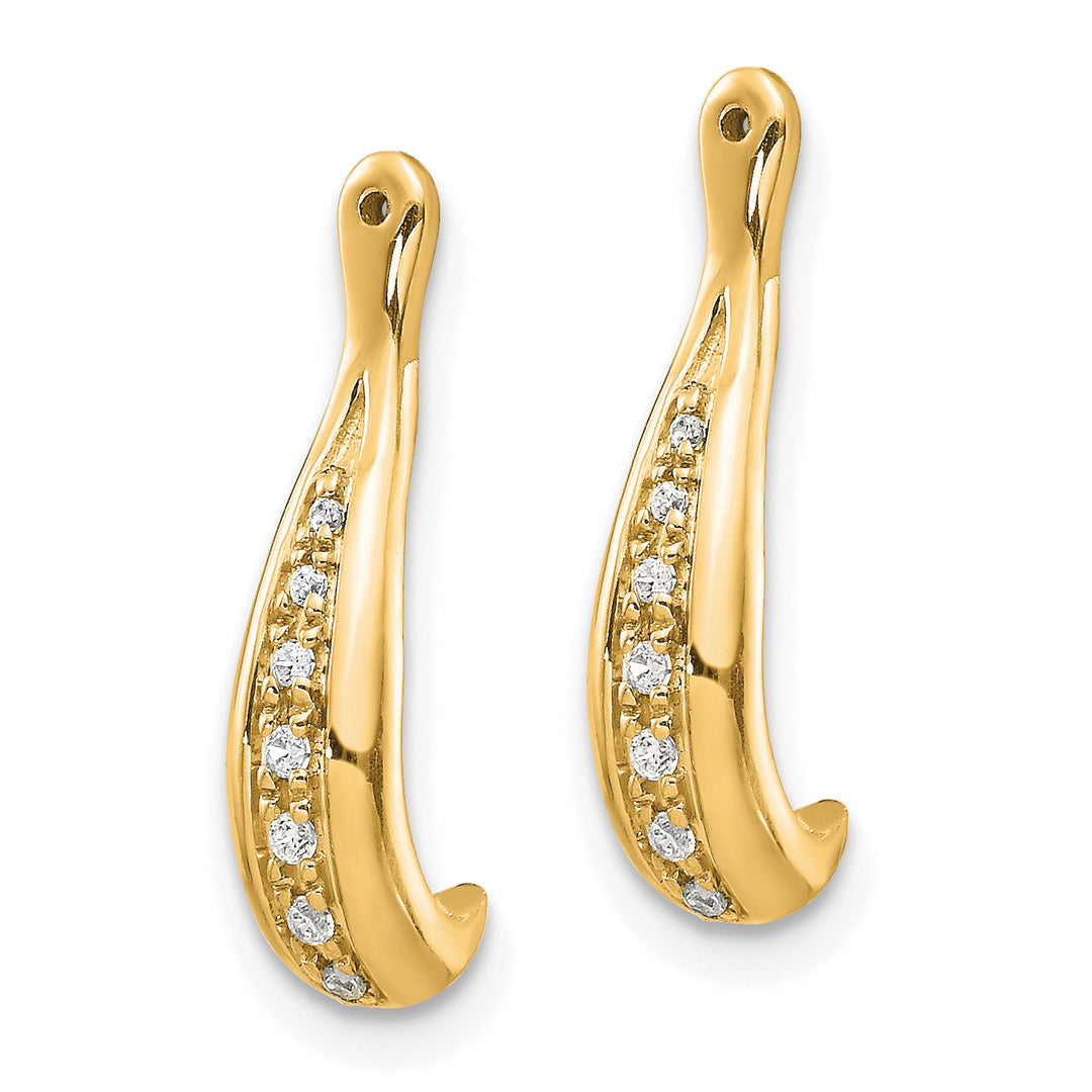 14K Polished Yellow Gold 1/20 CT Diamond Earring Jackets
