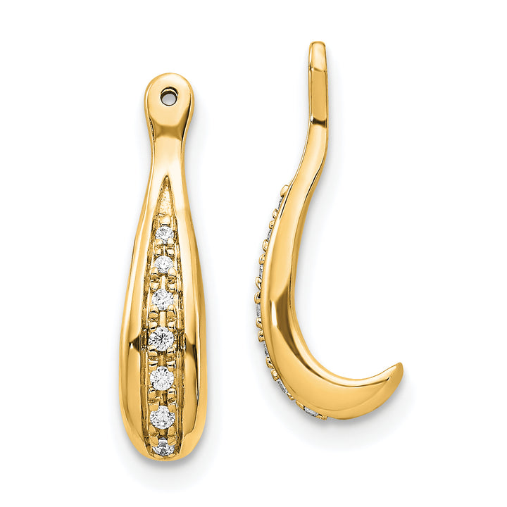 14K Polished Yellow Gold 1/20 CT Diamond Earring Jackets